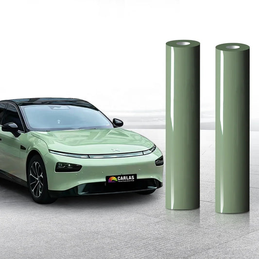 1.52*16m/roll Anti-Scratch Car Color Change Film Stickers Crystal Khaki Green TPU Self Healing & UV Proof for Car Body
